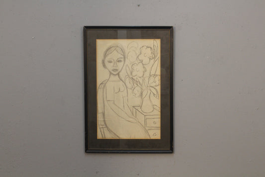 "Woman With Flowers" Juan Deprèy Drawing