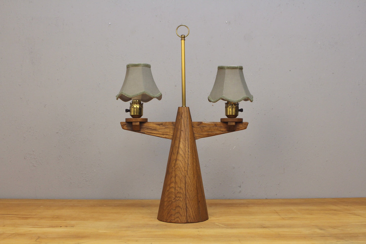 Conical Oak Table Lamp