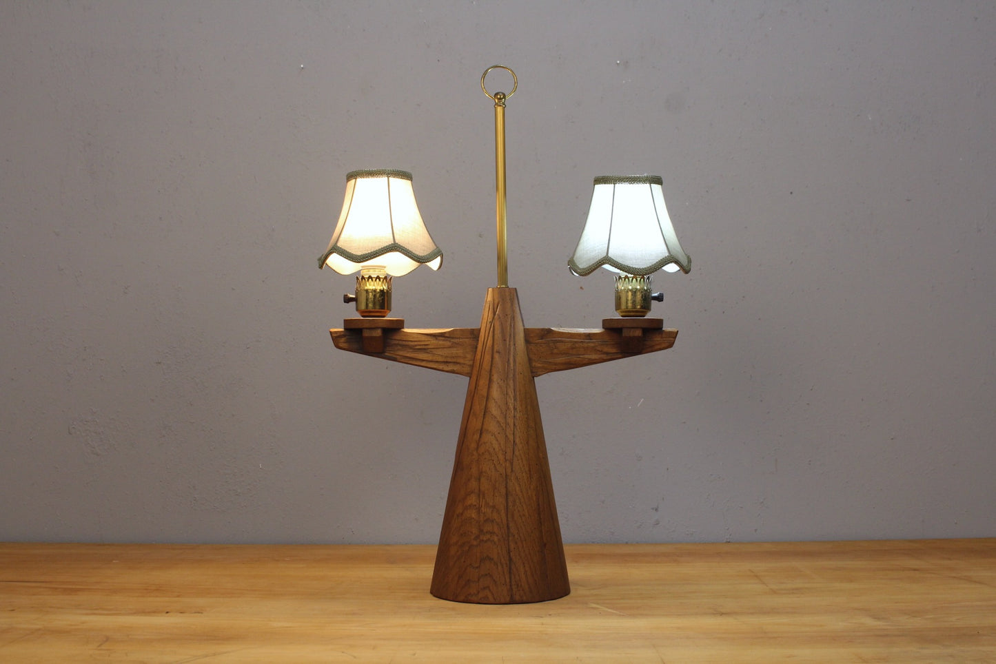 Conical Oak Table Lamp