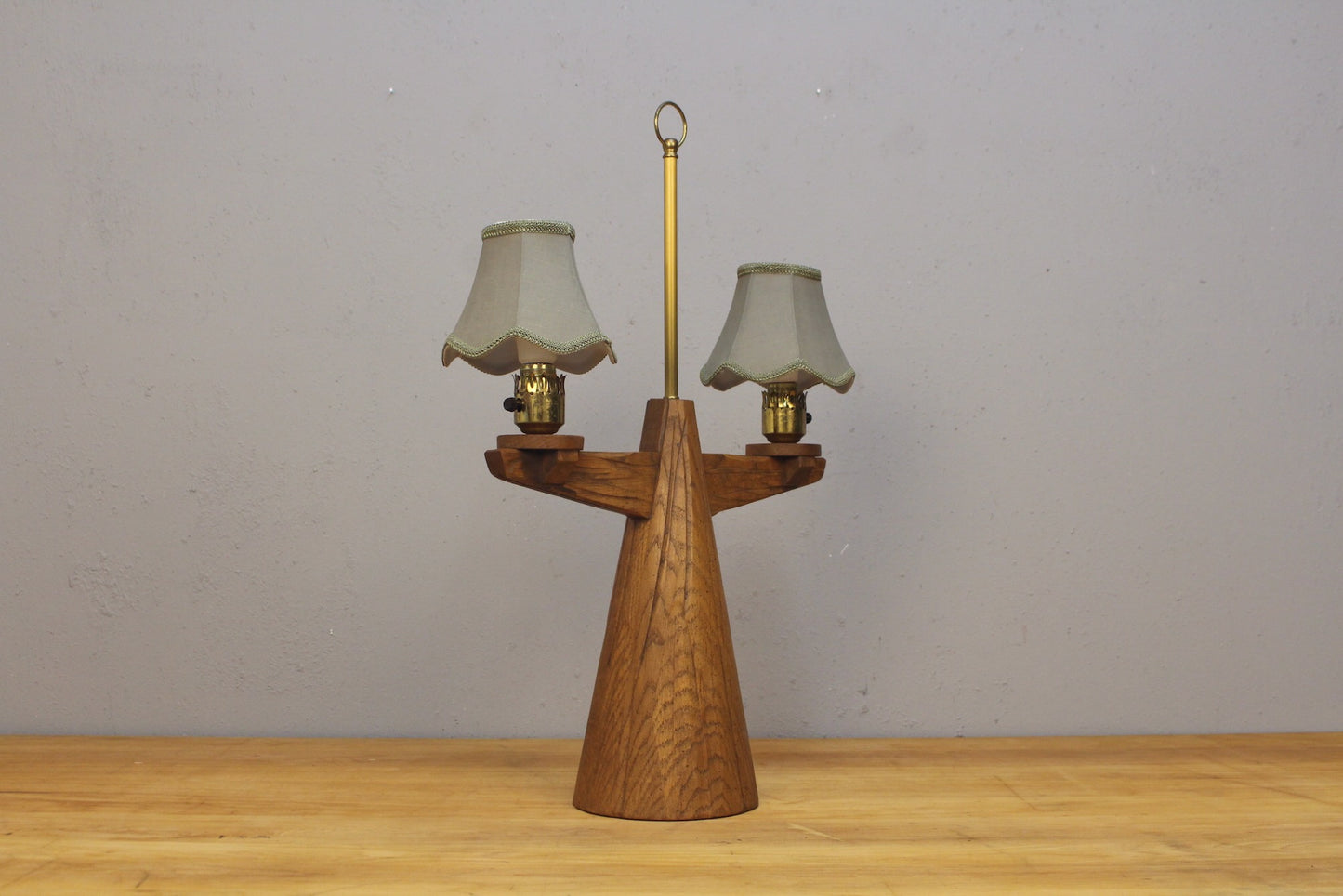Conical Oak Table Lamp