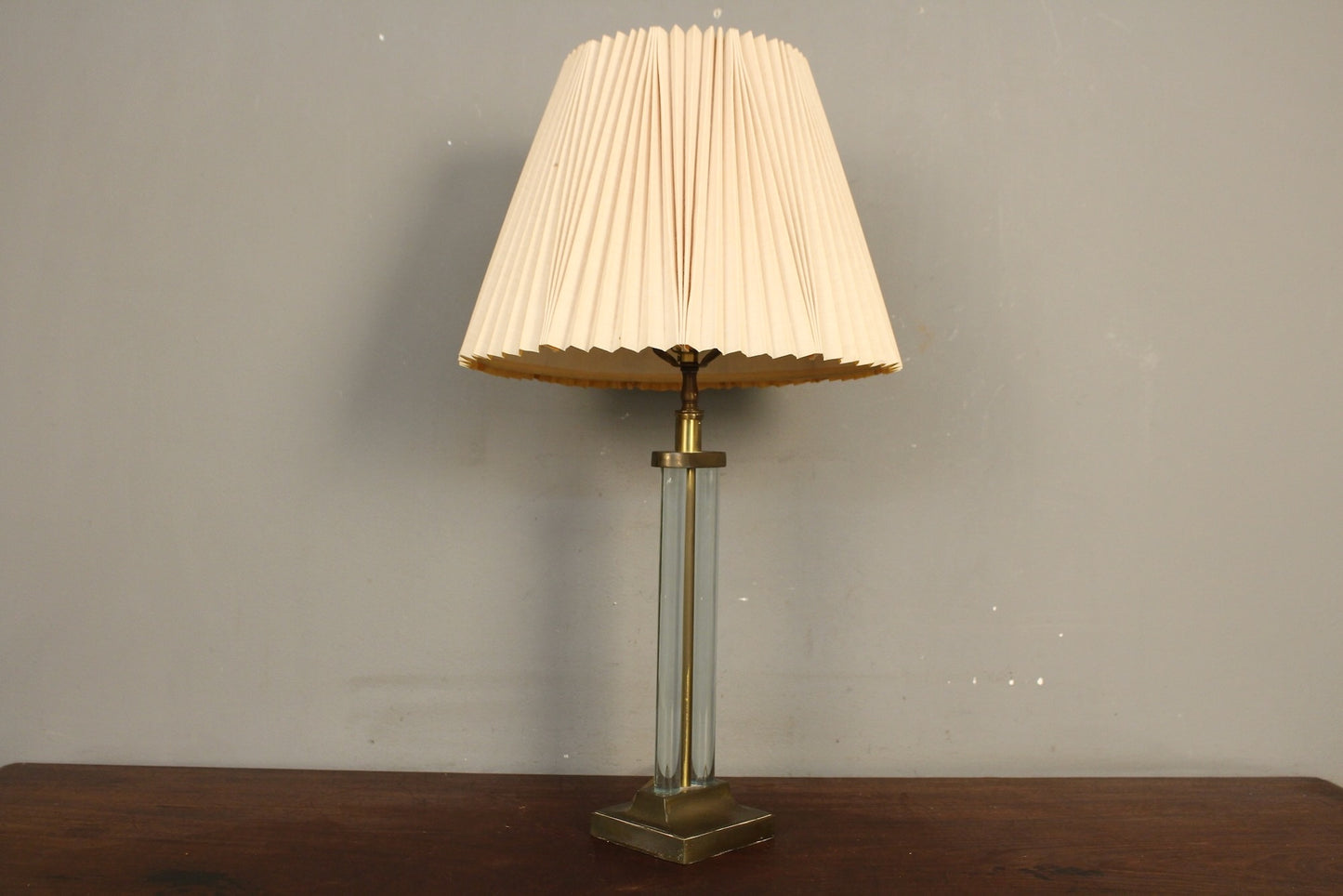 Hollywood Regency Glass & Brass Table Lamp