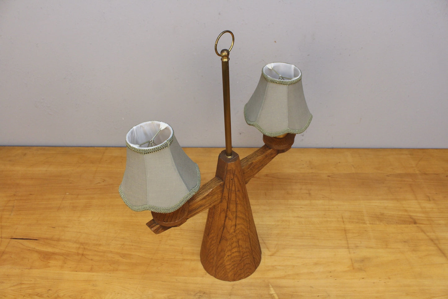 Conical Oak Table Lamp