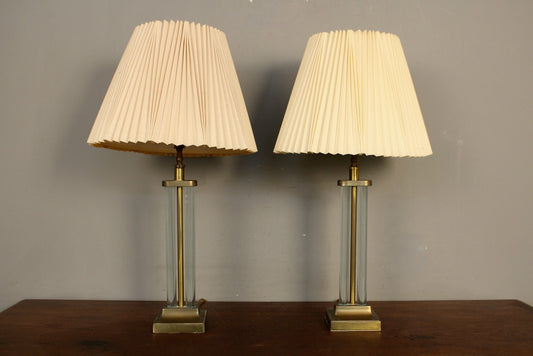 Hollywood Regency Glass & Brass Table Lamp