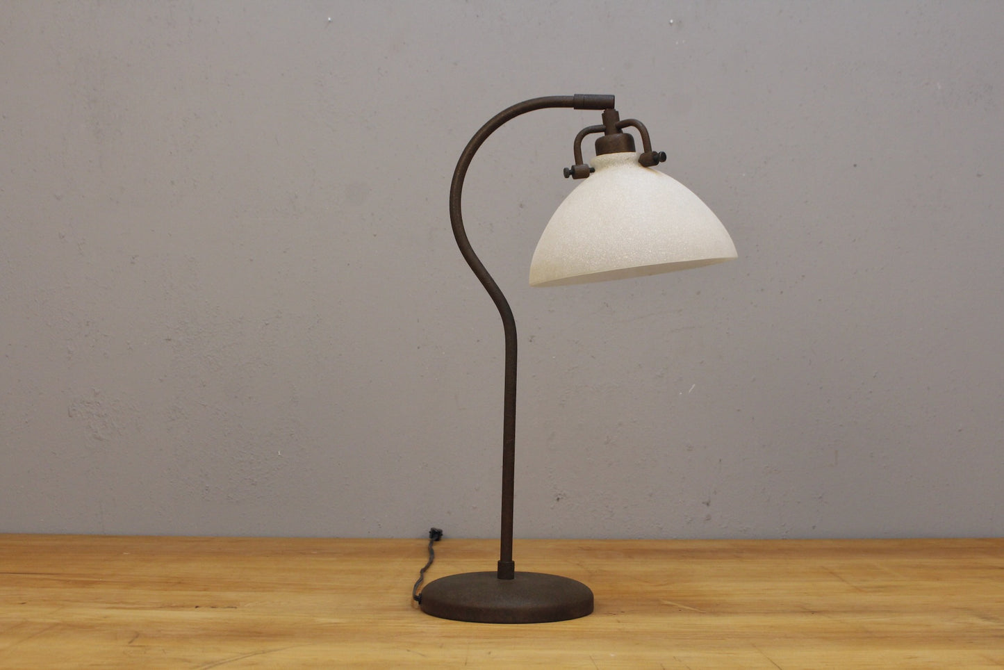 Speckled Frosted Glass & Iron Table Lamp