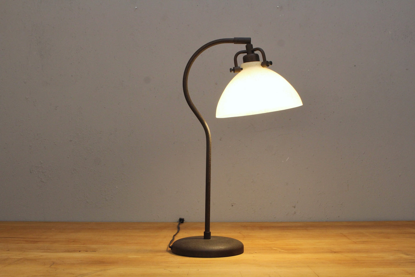 Speckled Frosted Glass & Iron Table Lamp