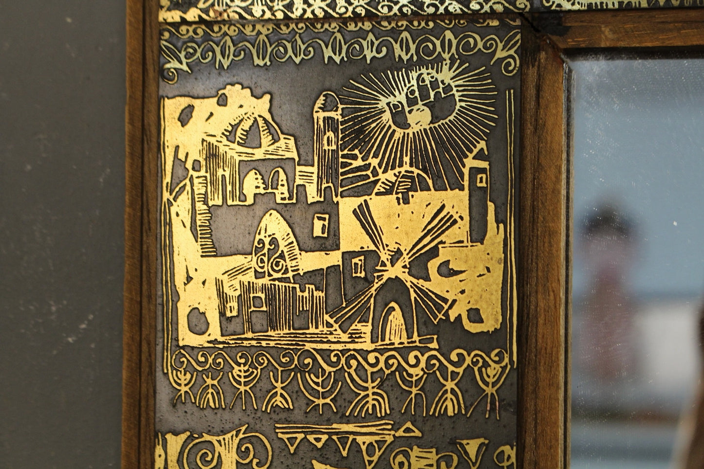 1970s Golden Graphics Mirror