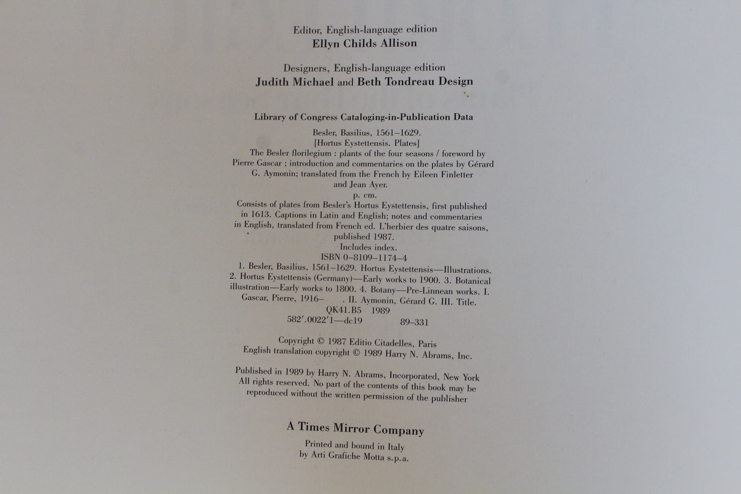 Large "The Besler Florilegium" Book