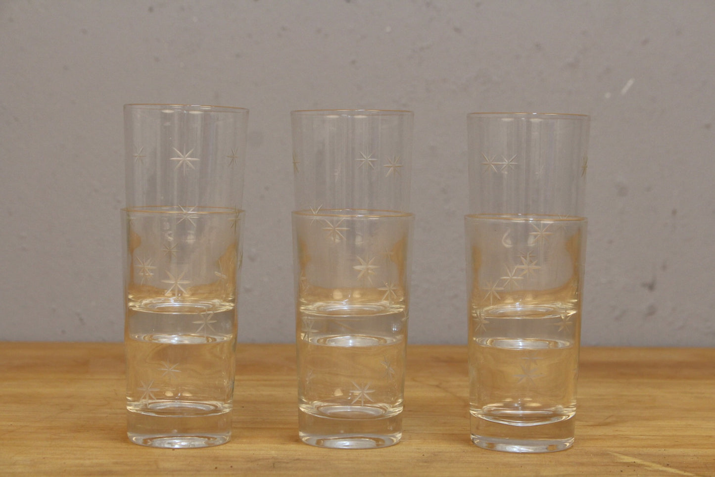 Set of 6 Etched Star Glasses