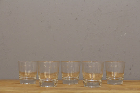 Set of 5 Etched Star Lowball Glasses