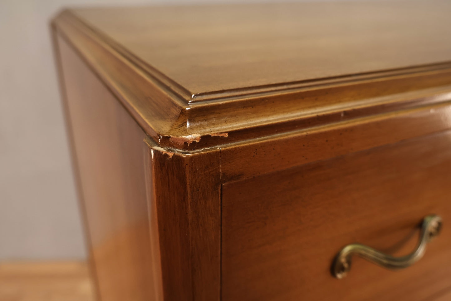 Carved Walnut 5-Drawer Dresser