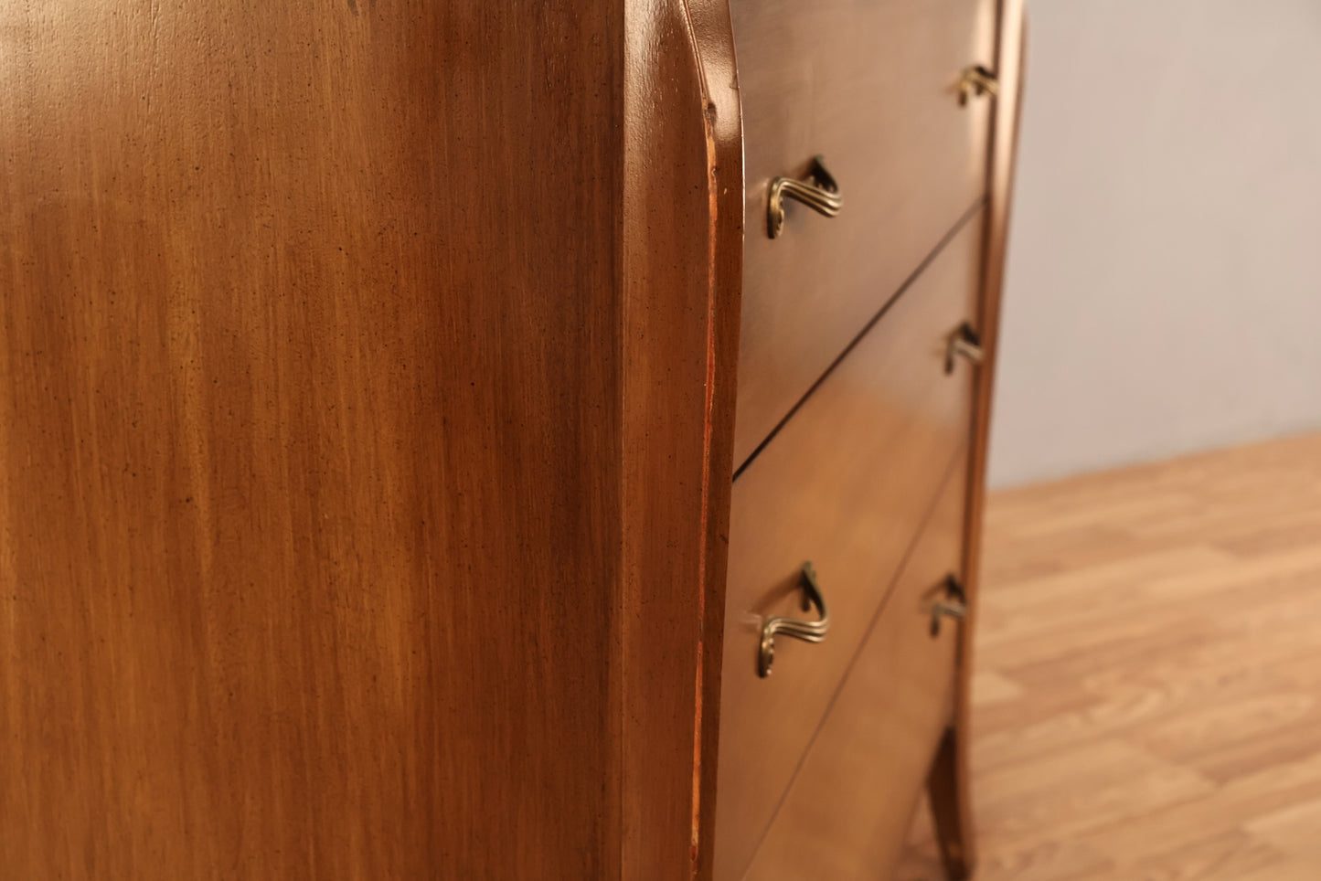 Carved Walnut 5-Drawer Dresser