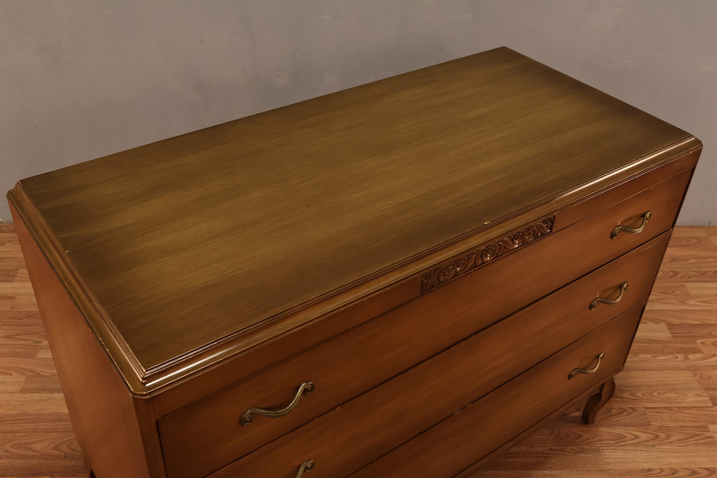 Carved Walnut 3-Drawer Dresser