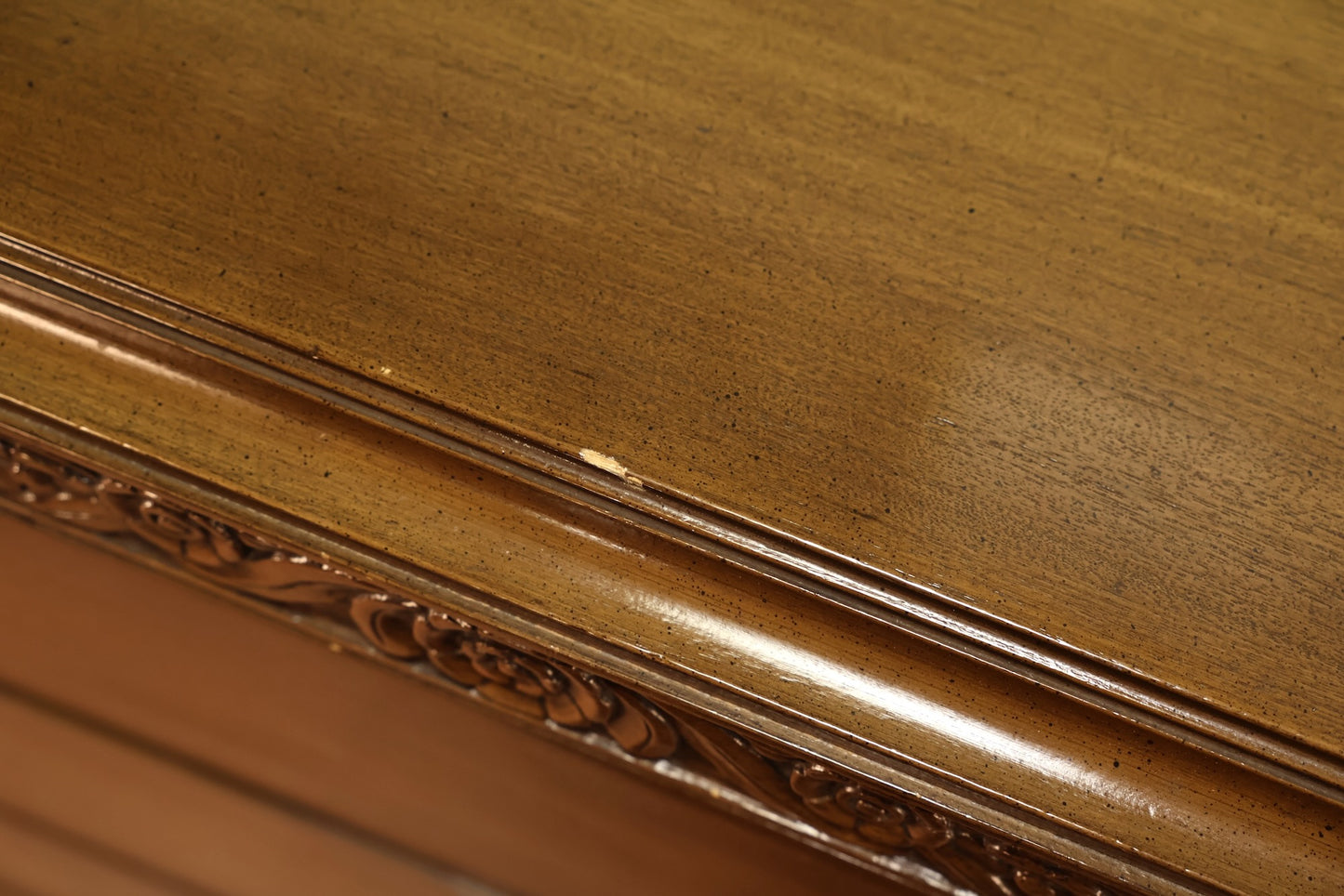 Carved Walnut 3-Drawer Dresser