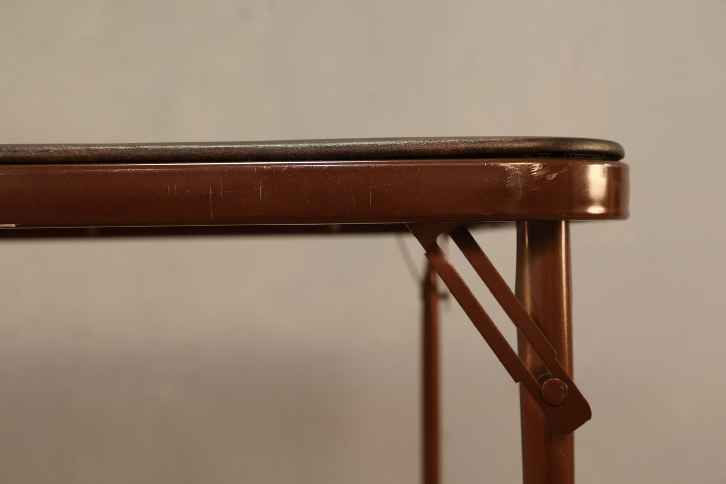 Brown Vinyl & Metal Folding Card Table - ONLINE ONLY