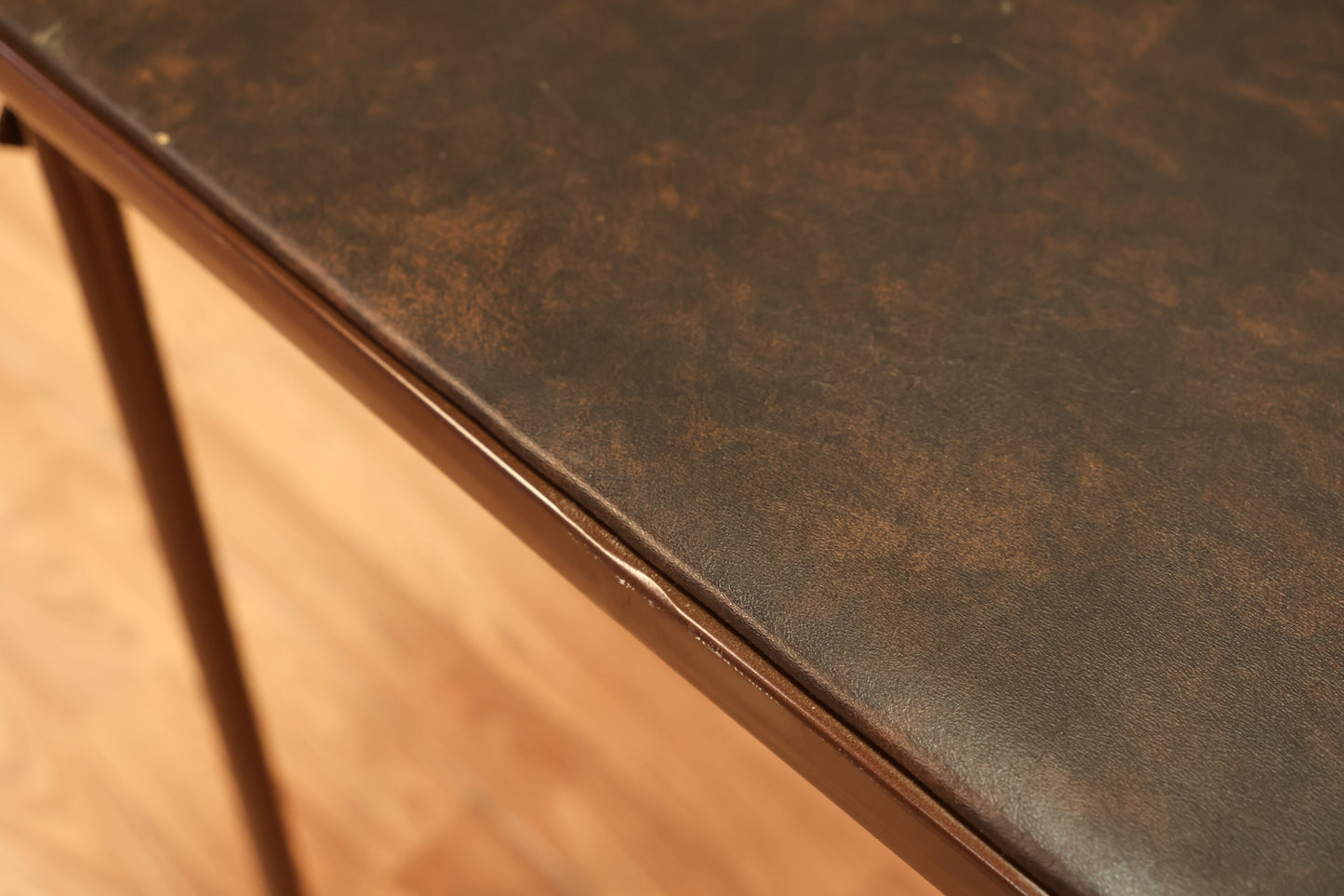 Brown Vinyl & Metal Folding Card Table - ONLINE ONLY