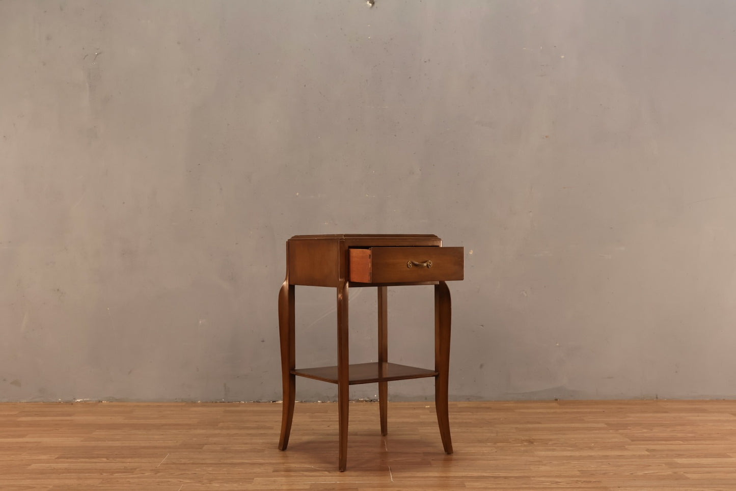 Carved Walnut 1-Drawer End Table