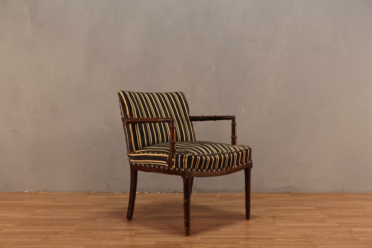 Regency Striped Faux-Bamboo Armchair