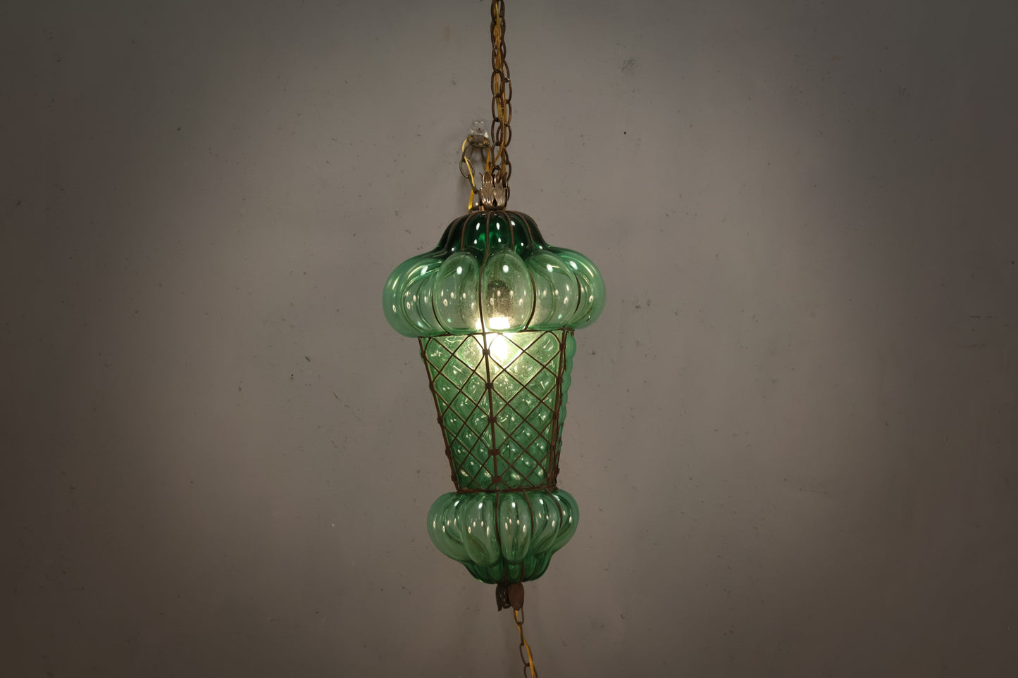 Emerald Glass & Iron Swag Lamp