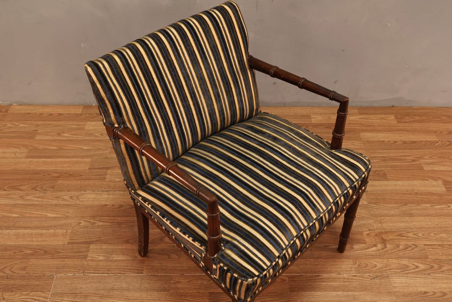 Regency Striped Faux-Bamboo Armchair