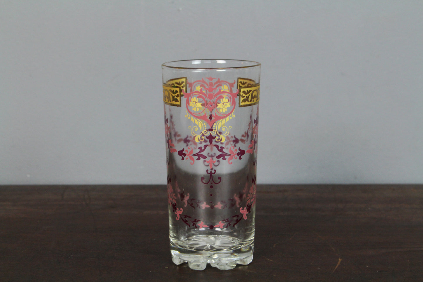 Set of 6 Mauve & Gold Floral Glasses