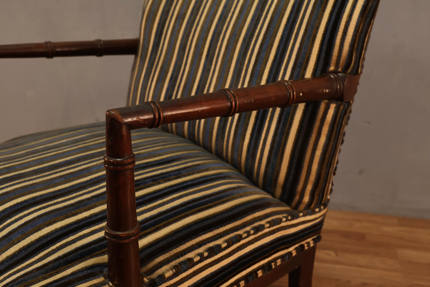Regency Striped Faux-Bamboo Armchair