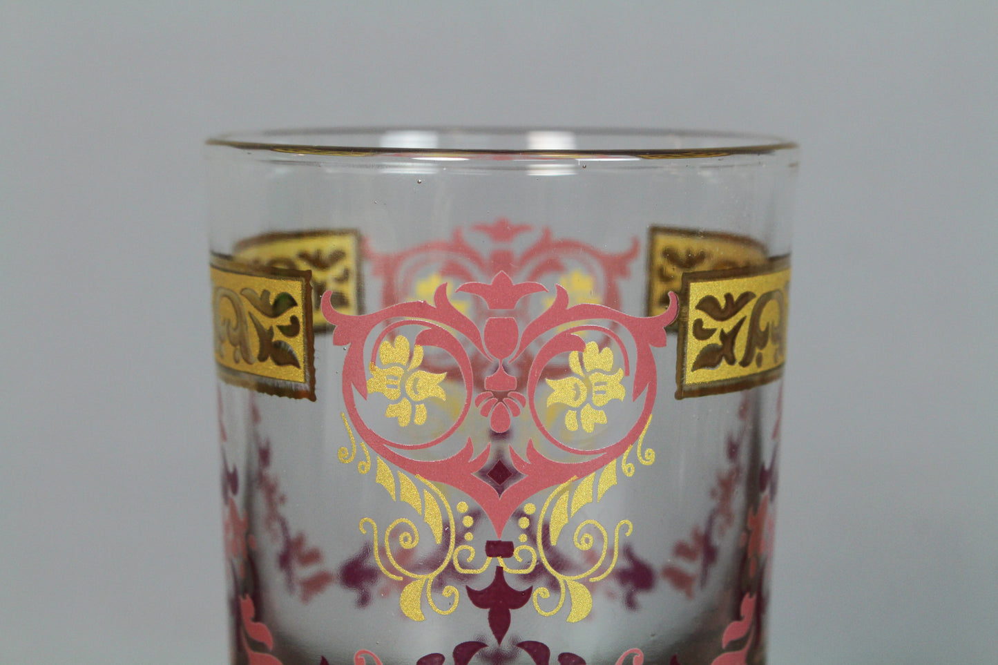 Set of 6 Mauve & Gold Floral Glasses