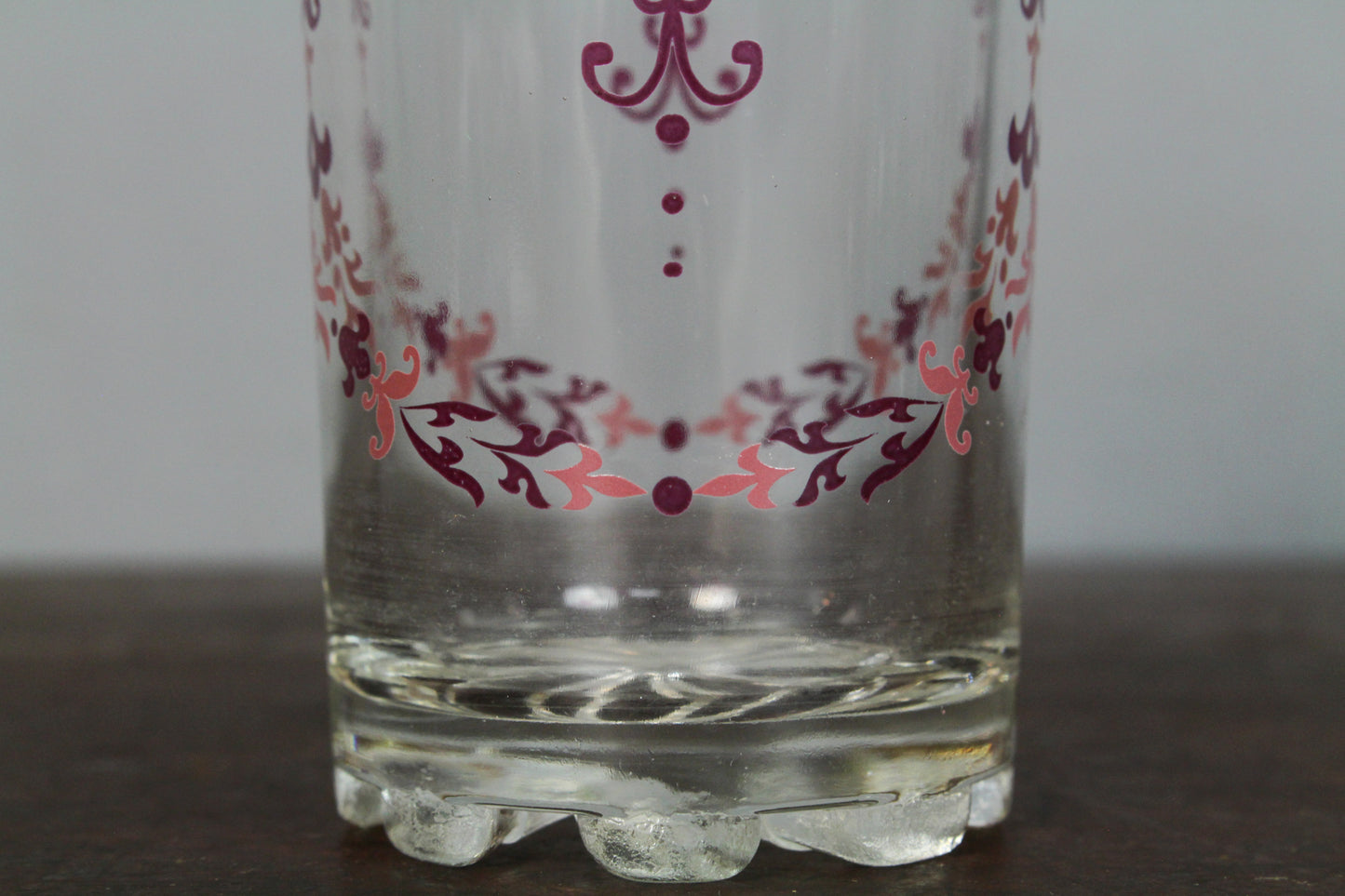 Set of 6 Mauve & Gold Floral Glasses