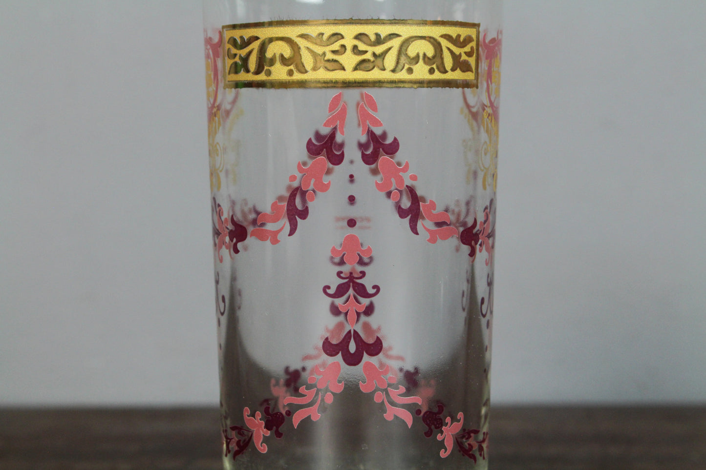 Set of 6 Mauve & Gold Floral Glasses