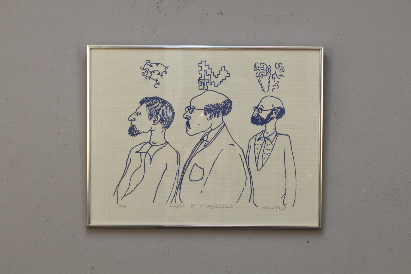 "Analysis of 3 Psychiatrists" Robert Weil Lithograph