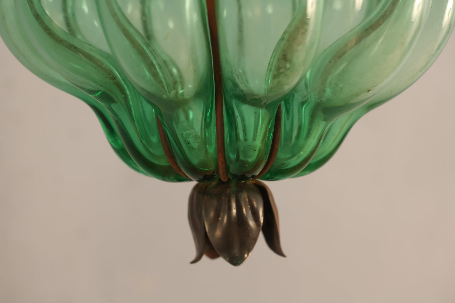 Emerald Glass & Iron Swag Lamp