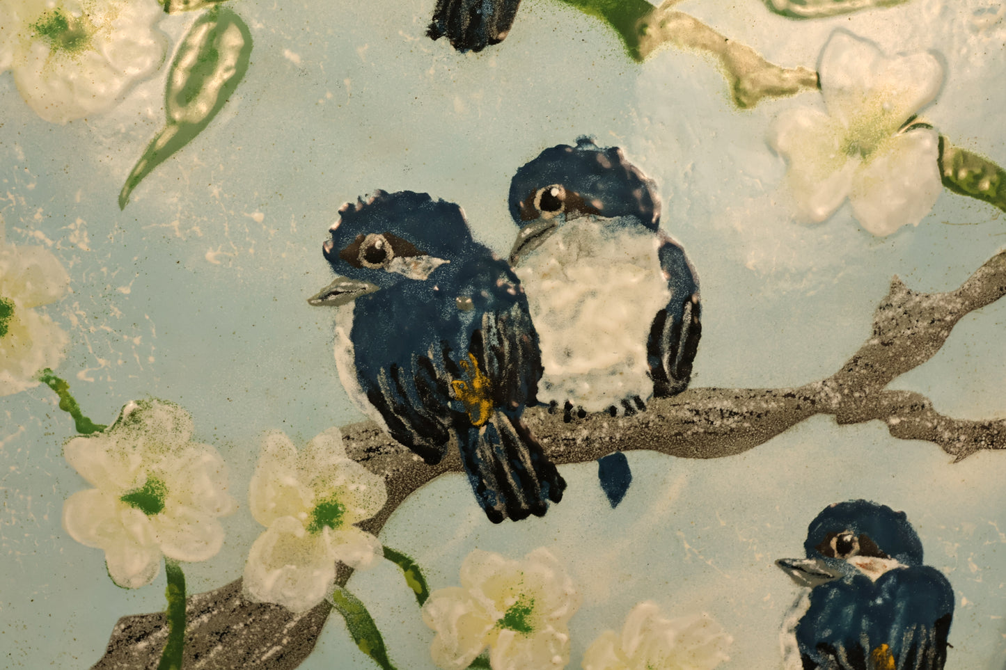 "Bluebirds" Enamel Painting