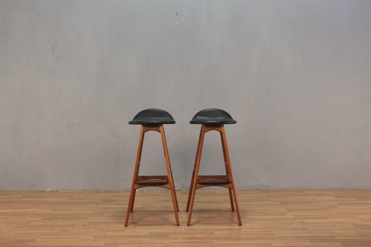 1960s Erik Buch Teak & Black Bar Stool
