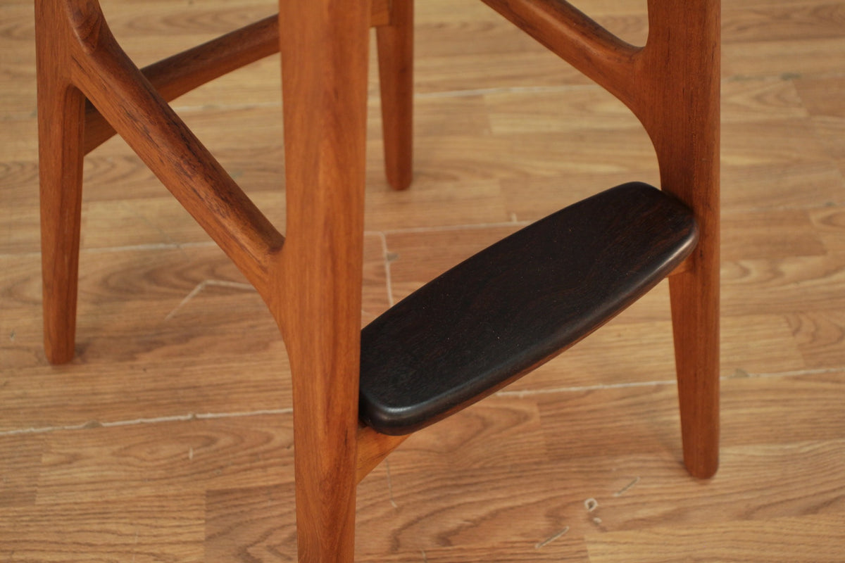 1960s Erik Buch Teak & Black Bar Stool