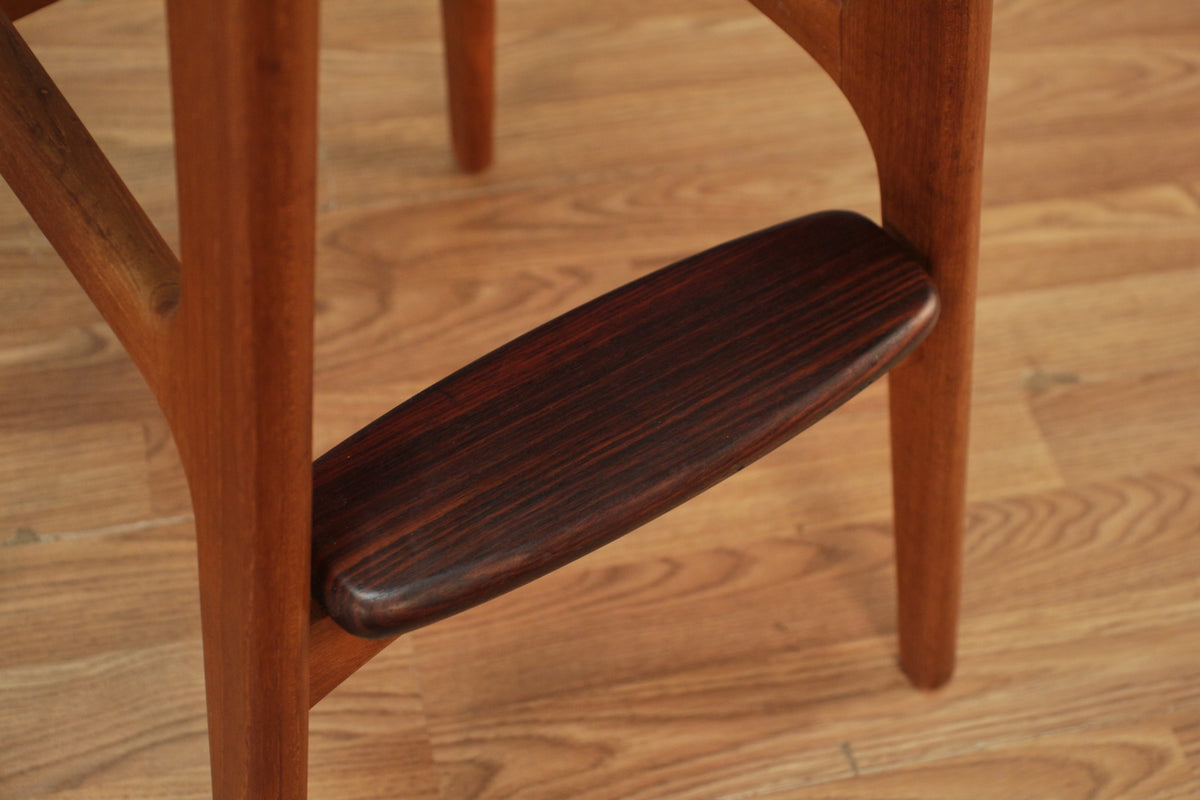 1960s Erik Buch Teak & Black Bar Stool