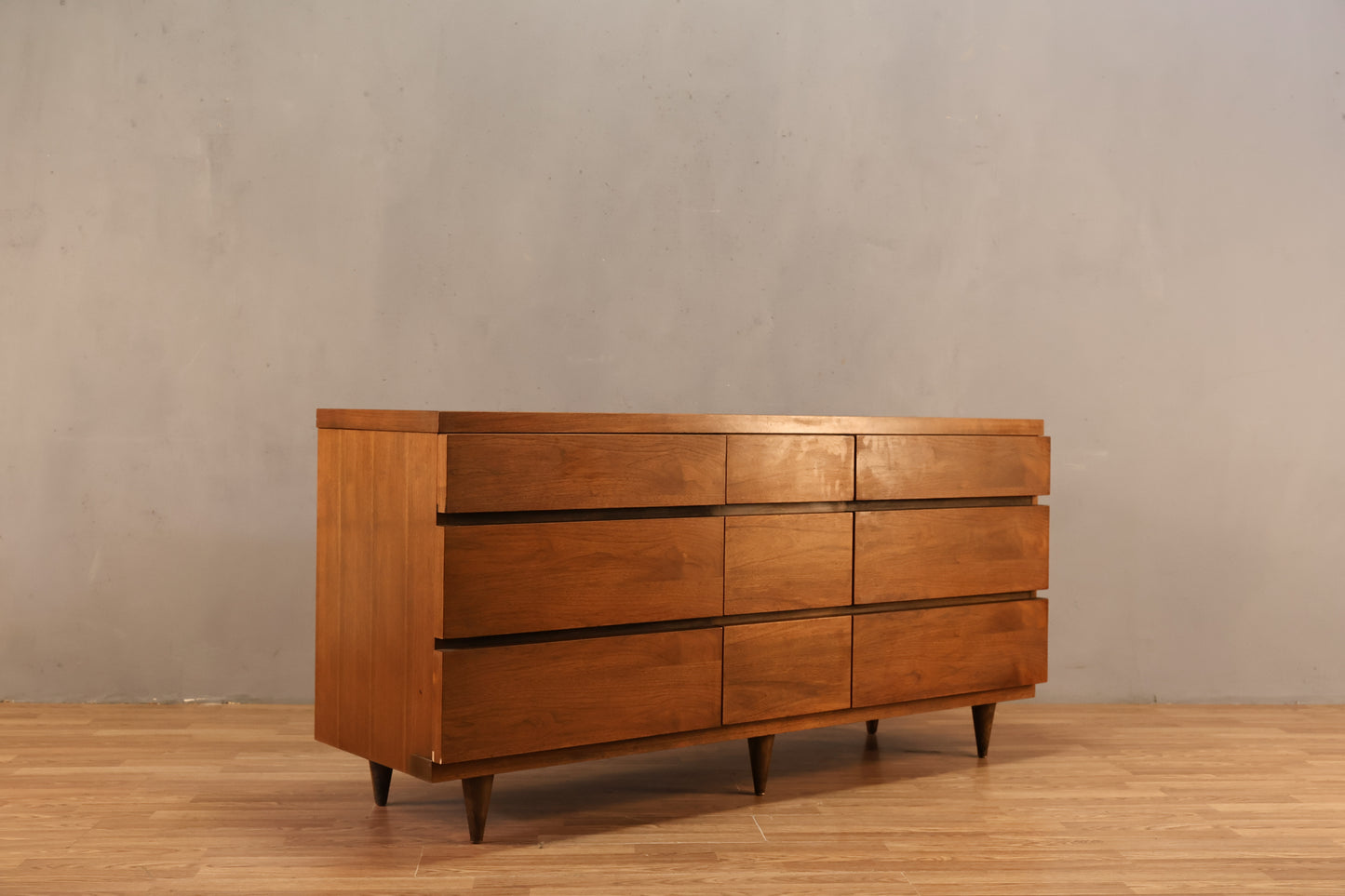 Bassett Walnut 9-Drawer Credenza