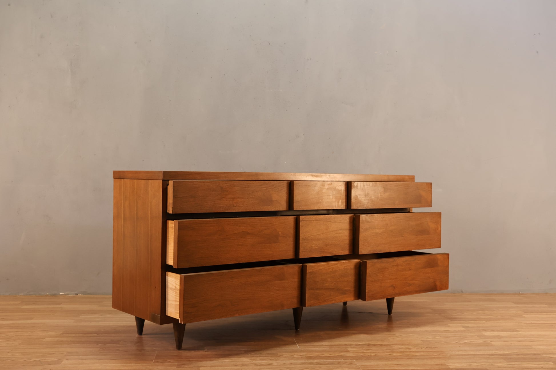Bassett Walnut 9-Drawer Credenza Furnish Green Bassett Walnut 9-Drawer Credenza Furnish Green