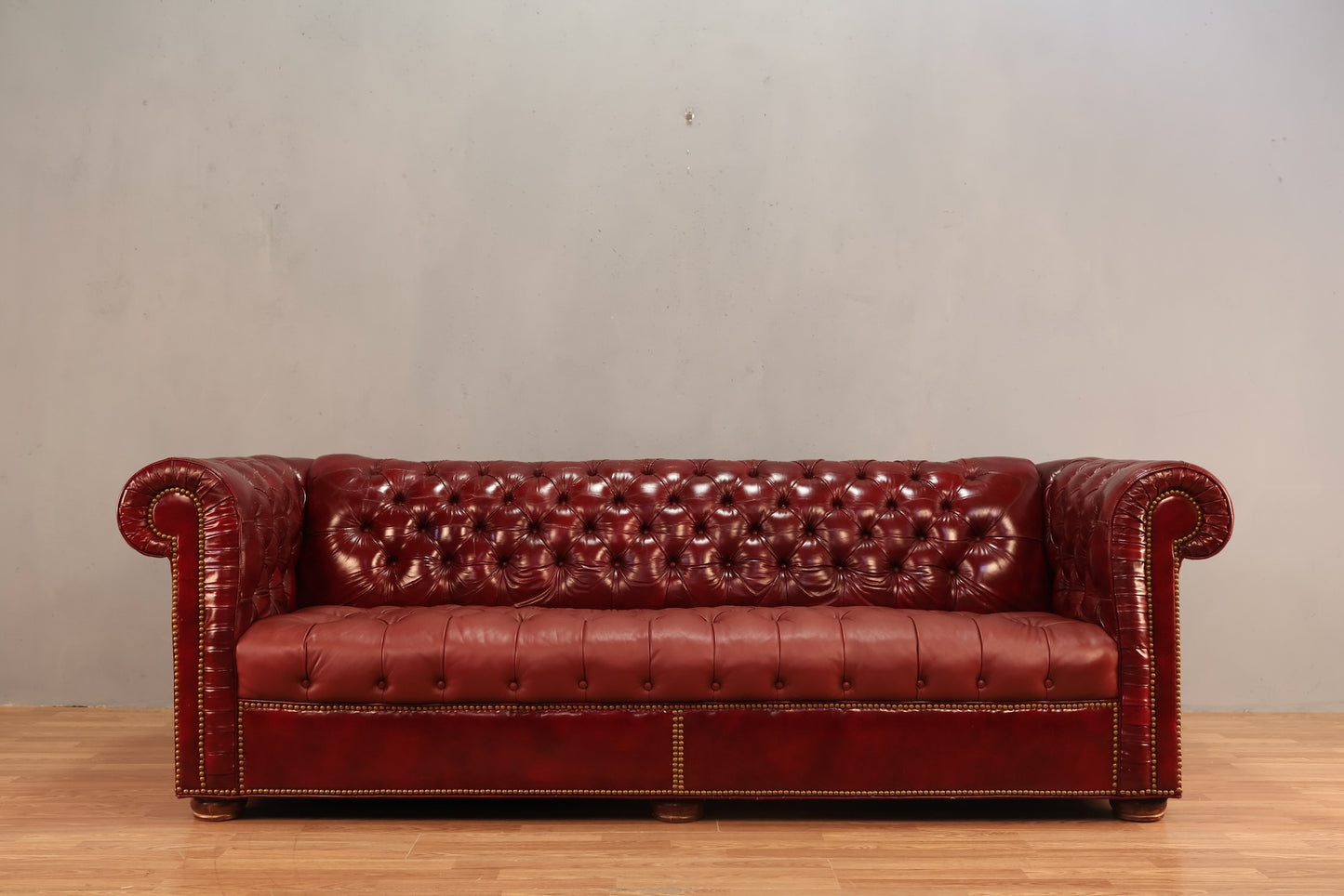 Oxblood Leather Chesterfield Sofa - ONLINE ONLY