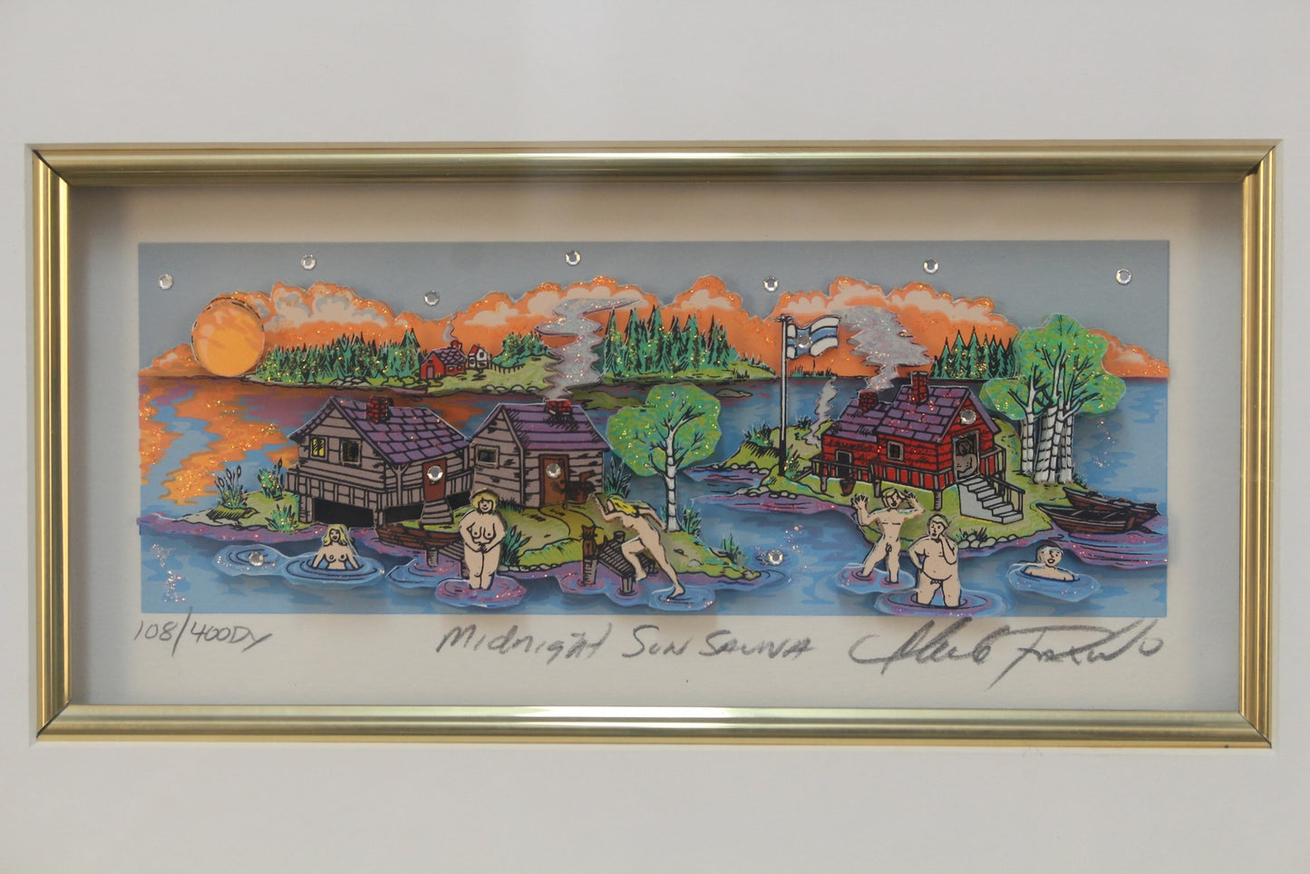 "Midnight Sun Sauna" Charles Fazzino 3-D Art