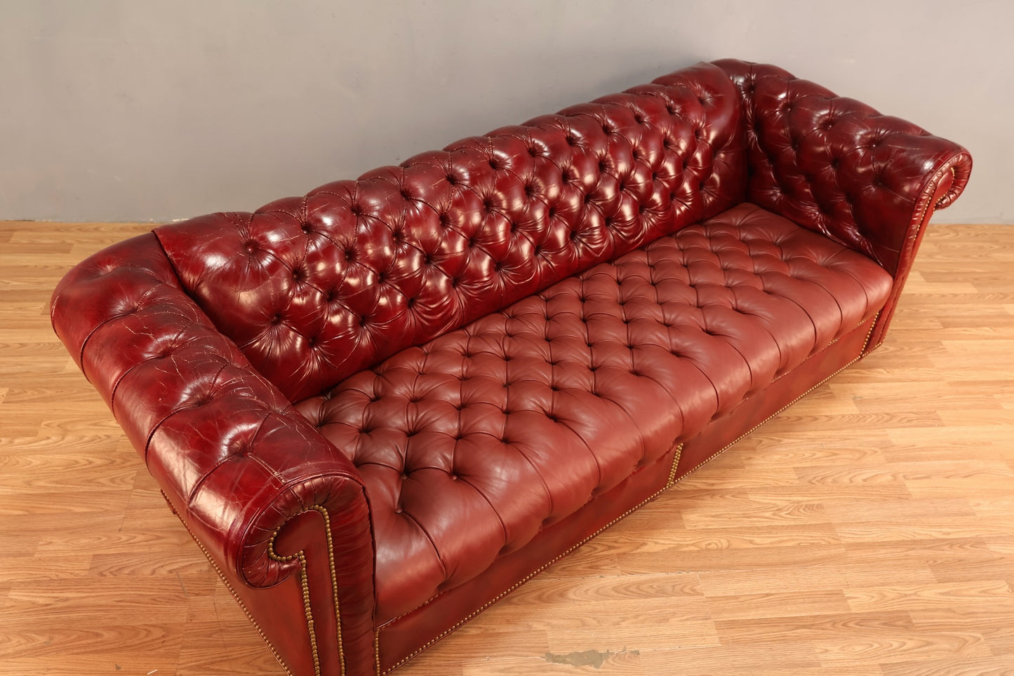 Oxblood Leather Chesterfield Sofa - ONLINE ONLY