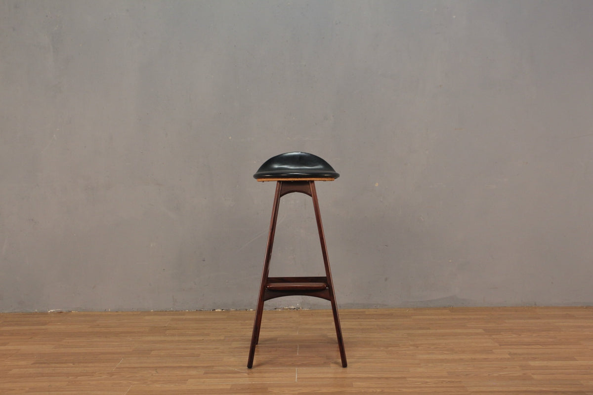 1960s Erik Buch Rosewood & Black Bar Stool