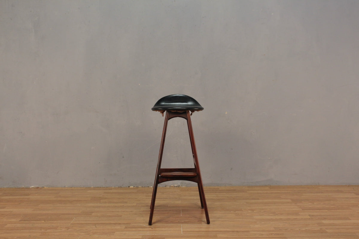 1960s Erik Buch Rosewood & Black Bar Stool