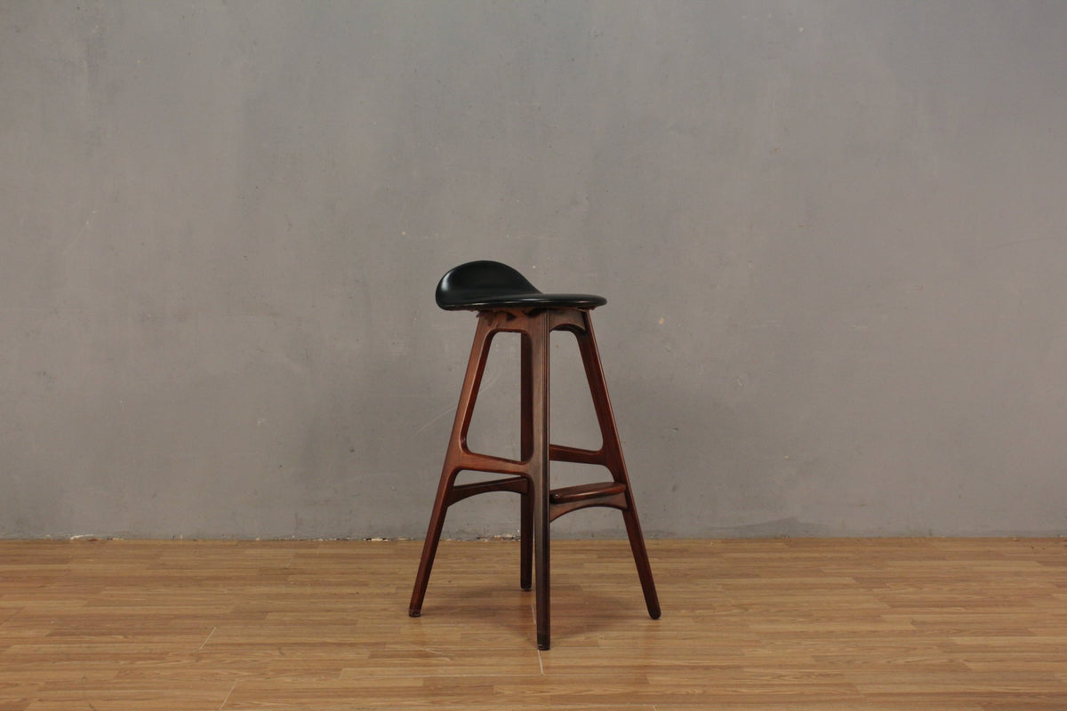 1960s Erik Buch Rosewood & Black Bar Stool