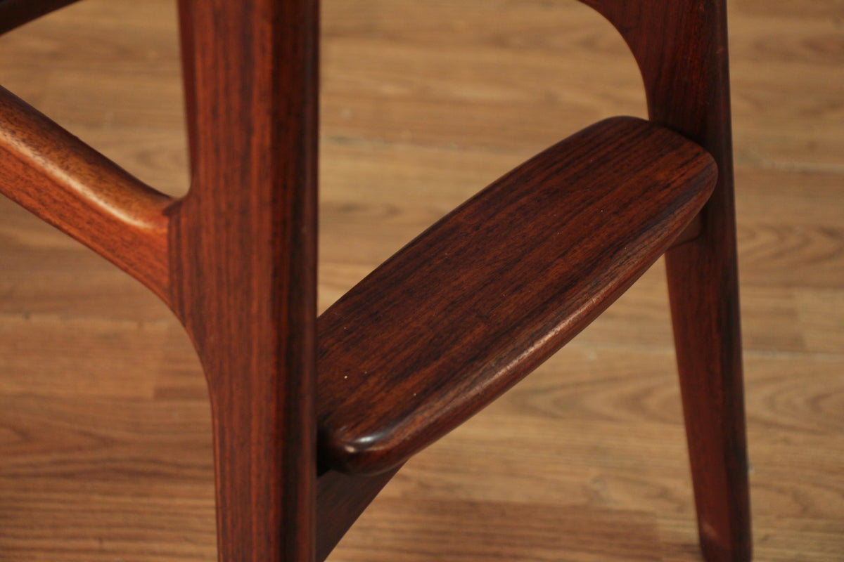 1960s Erik Buch Rosewood & Black Bar Stool