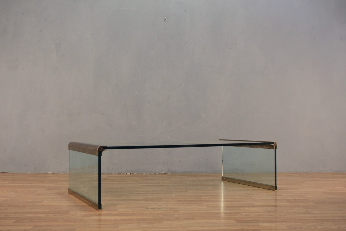 Pace Glass & Brass Waterfall Coffee Table - ONLINE ONLY