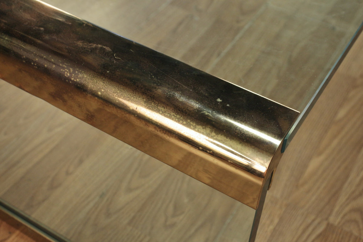 Pace Glass & Brass Waterfall Coffee Table - ONLINE ONLY