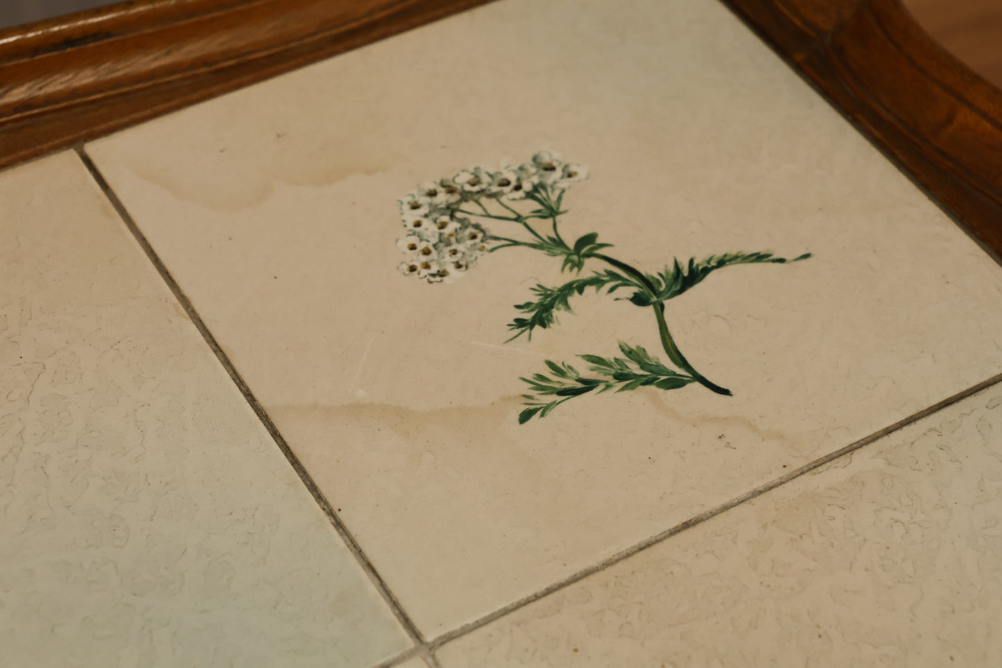 Trio of Provincial Wood & Floral Tile Nesting Tables
