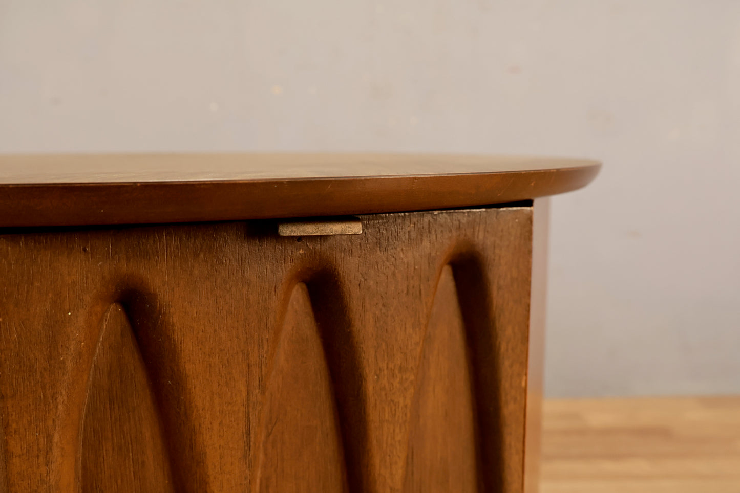 Mid Century Walnut & Laminate Drum End Table