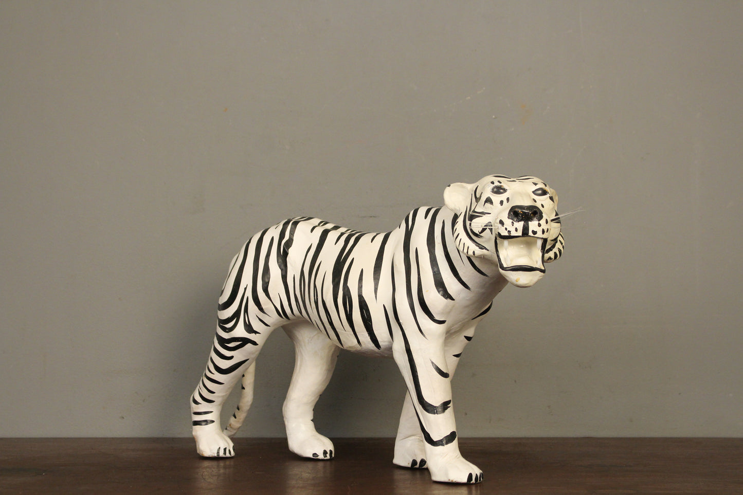 White Tiger Papier Mache Statue
