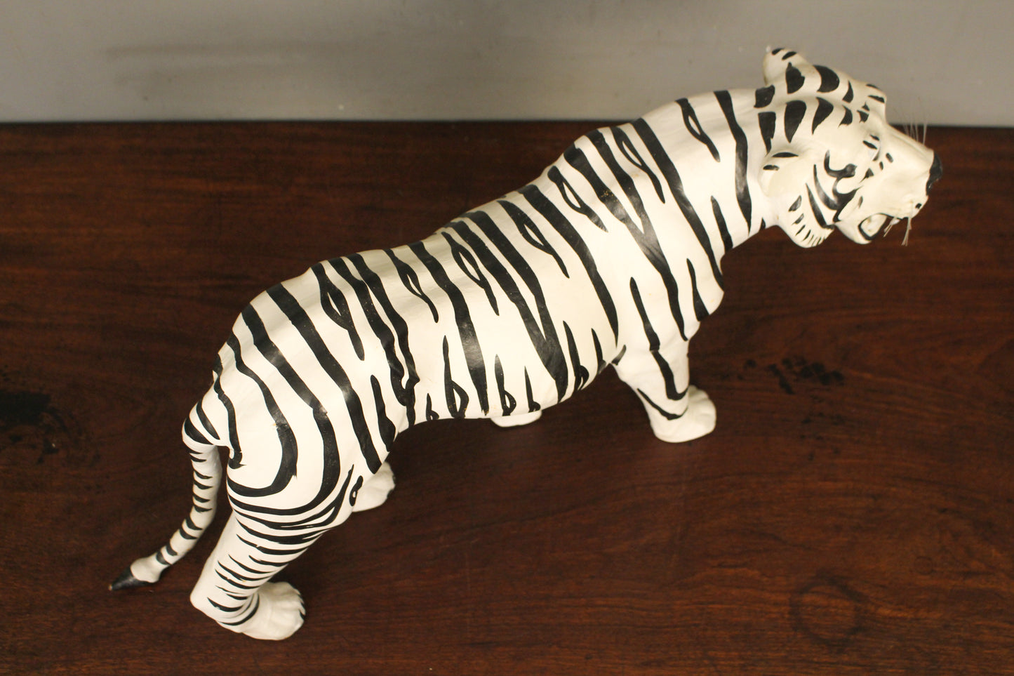 White Tiger Papier Mache Statue