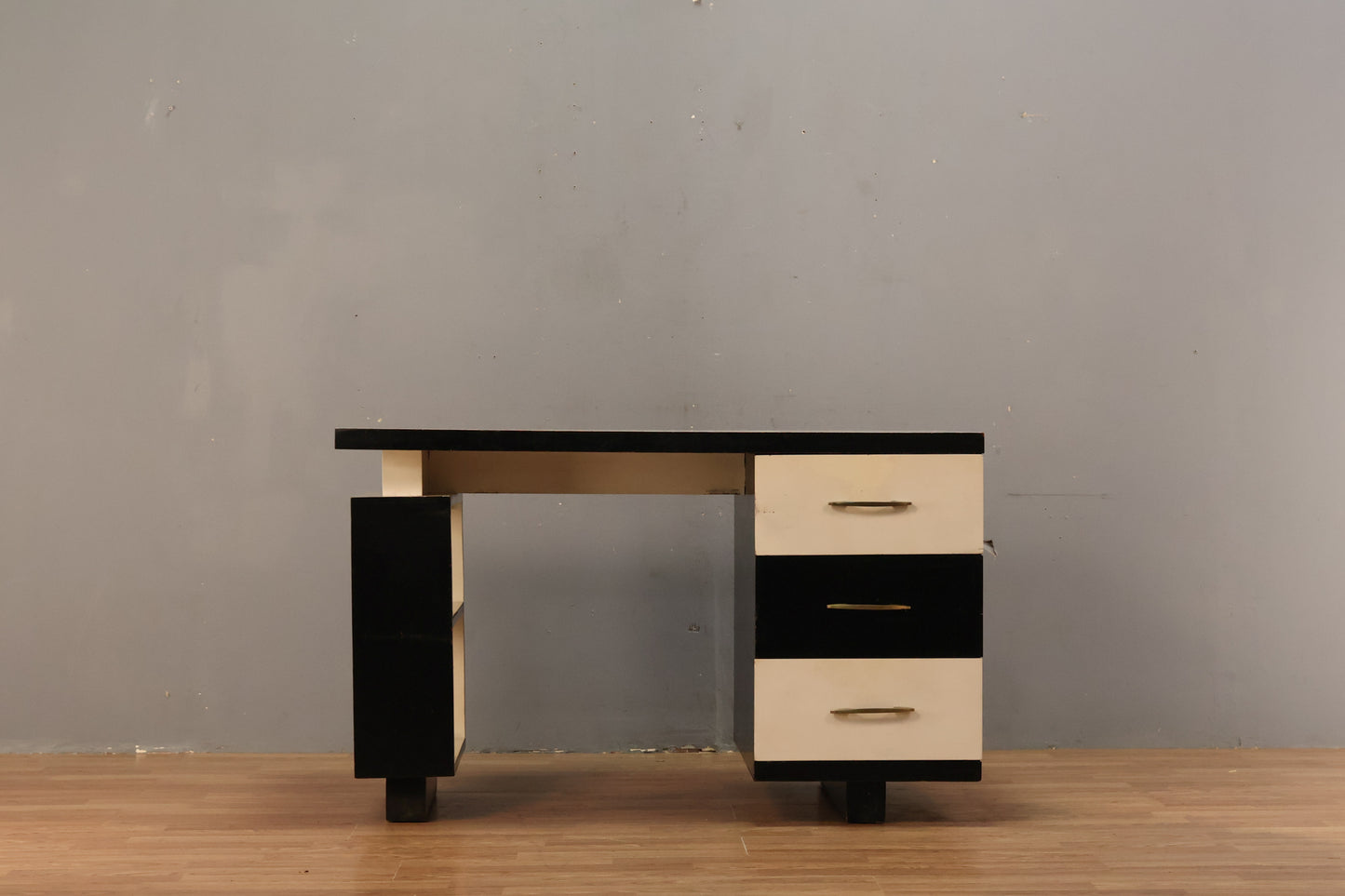 Boxy Black & White 3-Drawer Desk